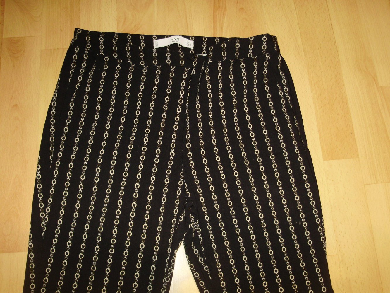 Mango Hose schwarz camel Muster elegant Stretch 40