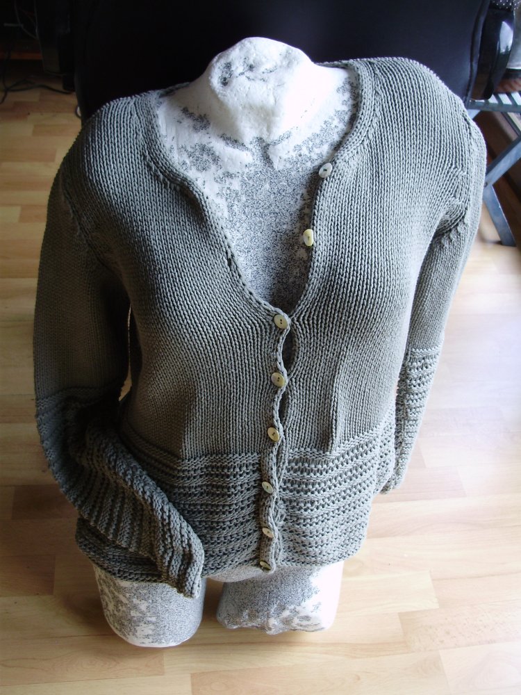 Deerberg Cardigan Grobstrick BW Leinen khaki M