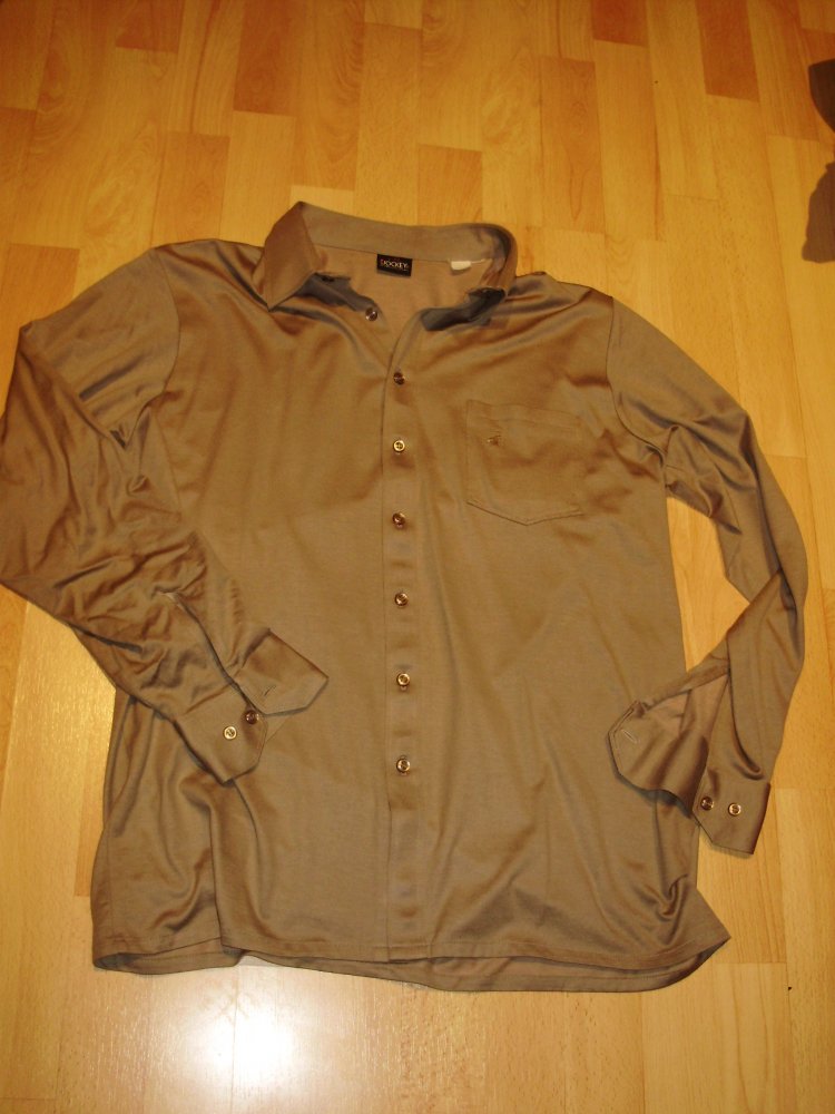 Jockey Langarm Hemd braun hell Stretch L