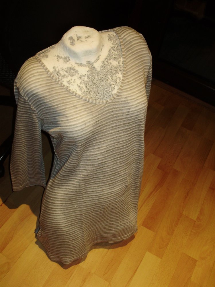 Waschbär Shirt 7/ 8 Ärmel 100% Flax Gr 42