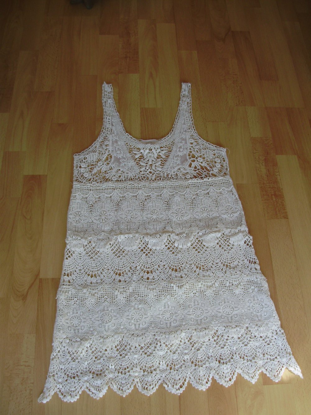 Spitzen Kleid weiß Creme M L Neu