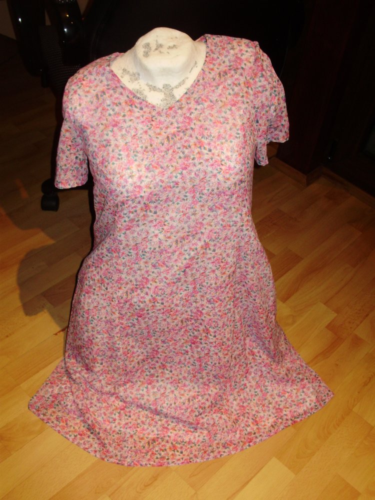 Vintage Kleid rosa Blüten gefüttert wie Seide M passend Einzelteil
