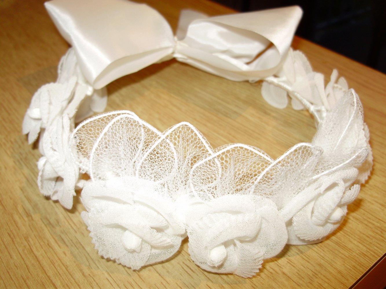 Kommunion / Hochzeit Kranz Kopf Rosen weiß