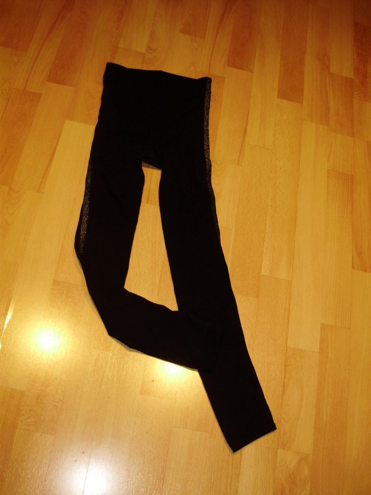 TCM Tchibo Leggings schwarz Silberstreifen 36/38