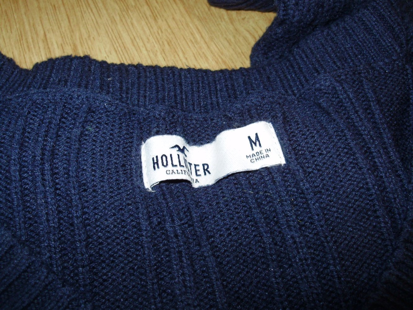Hollister Pullover dunkelblau V-Ausschnitt Zopf M