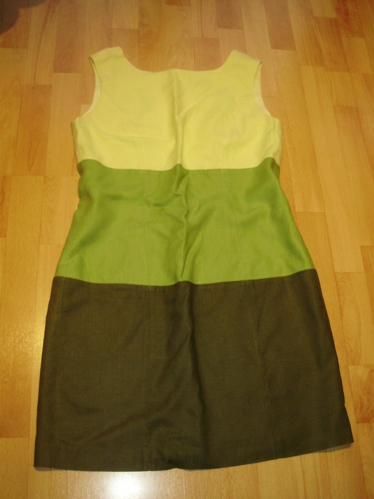 Betty Barclay Kleid gefüttert khaki gelb Leinen Gr 40