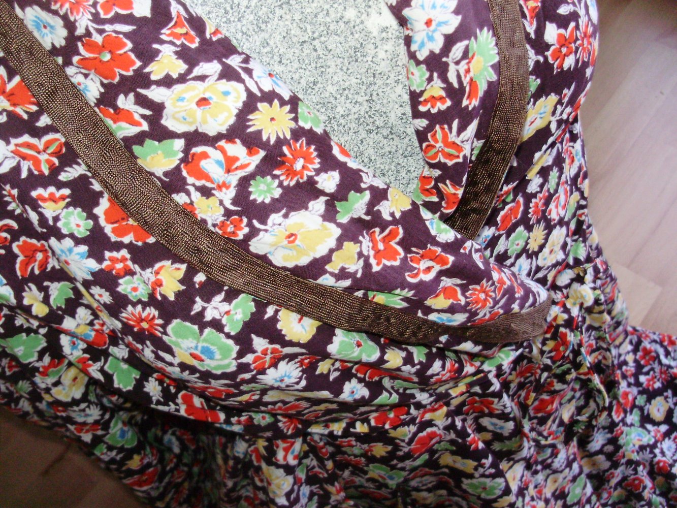 Vintage Wickel Kleid bunt Blumen S - L passend