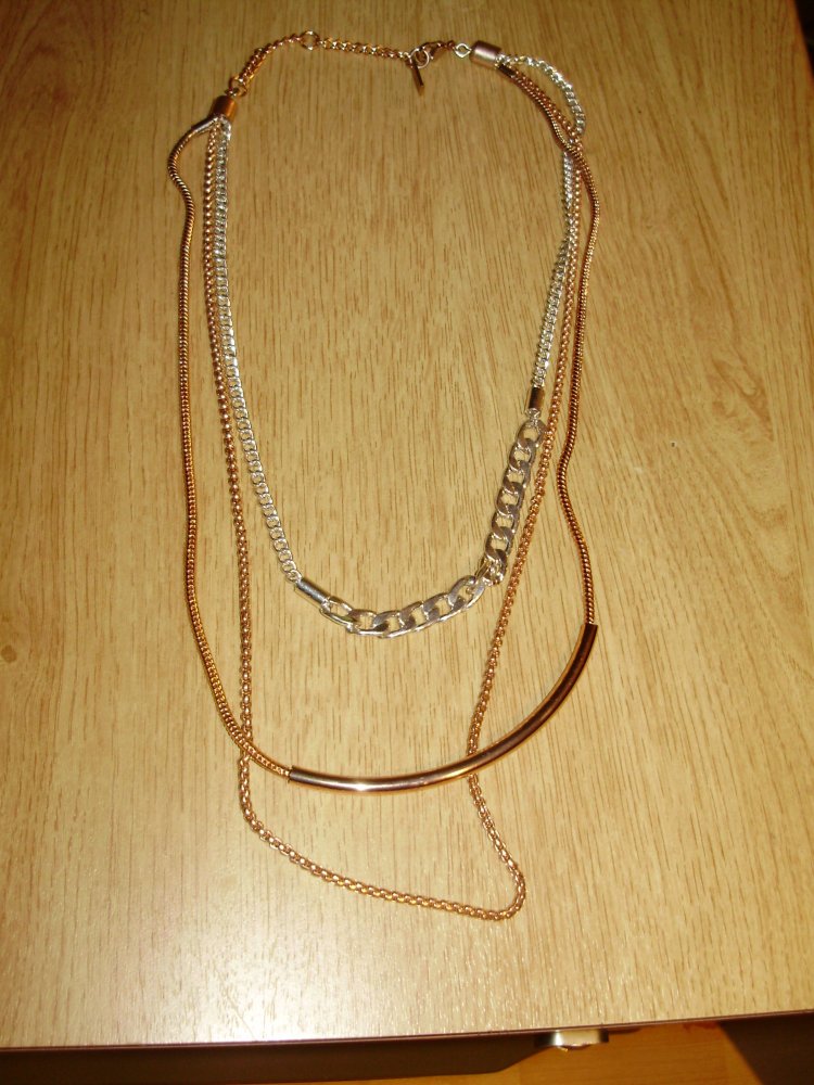 Pilgrim Kette lang rosegold / silber 3 lagig NEU