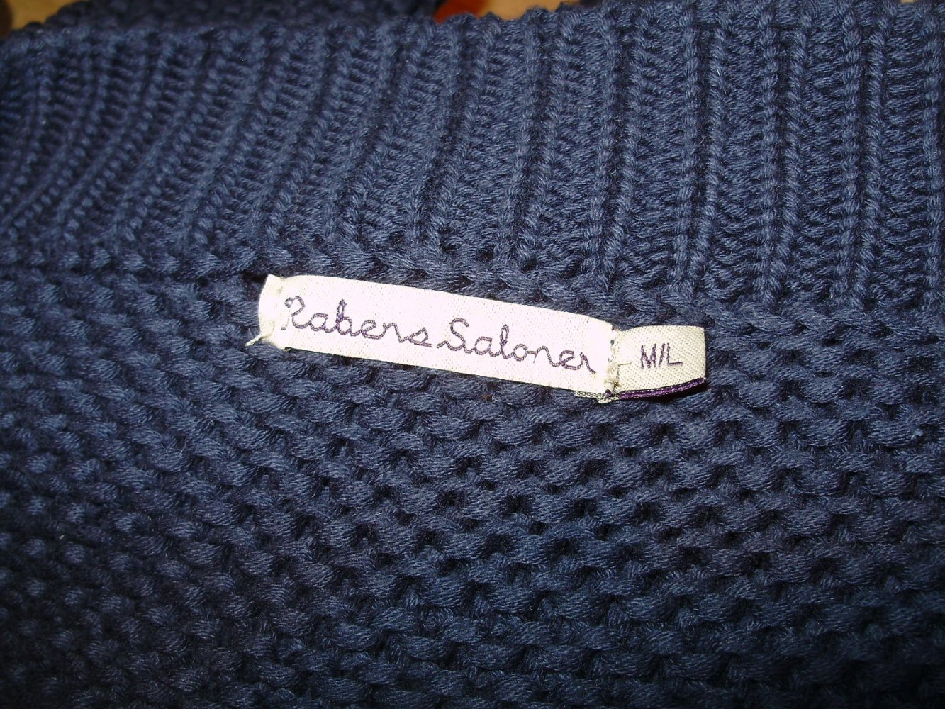 Rabens Saloner Strickmantel Cardigan 100% BW dunkelblau Grobstrick M L