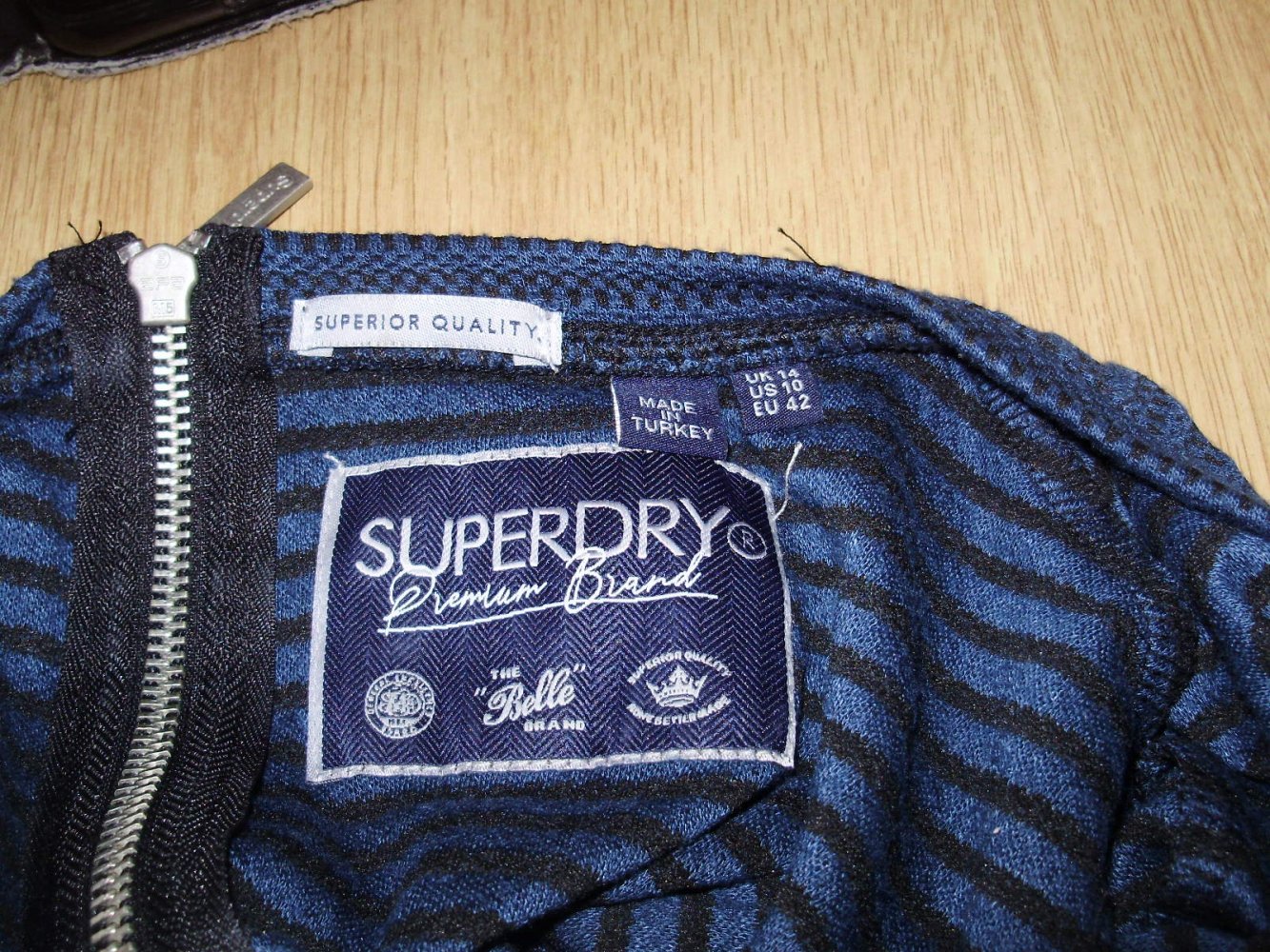 Superdry Kleid blau Strukturmuster 40