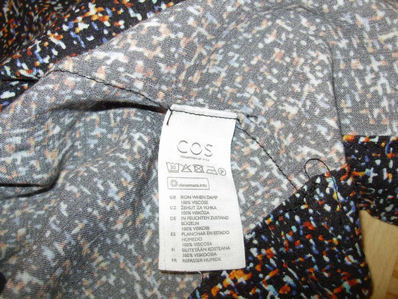 Cos Kleid midi Knopfleiste Hemdblusen Kleid Muster M