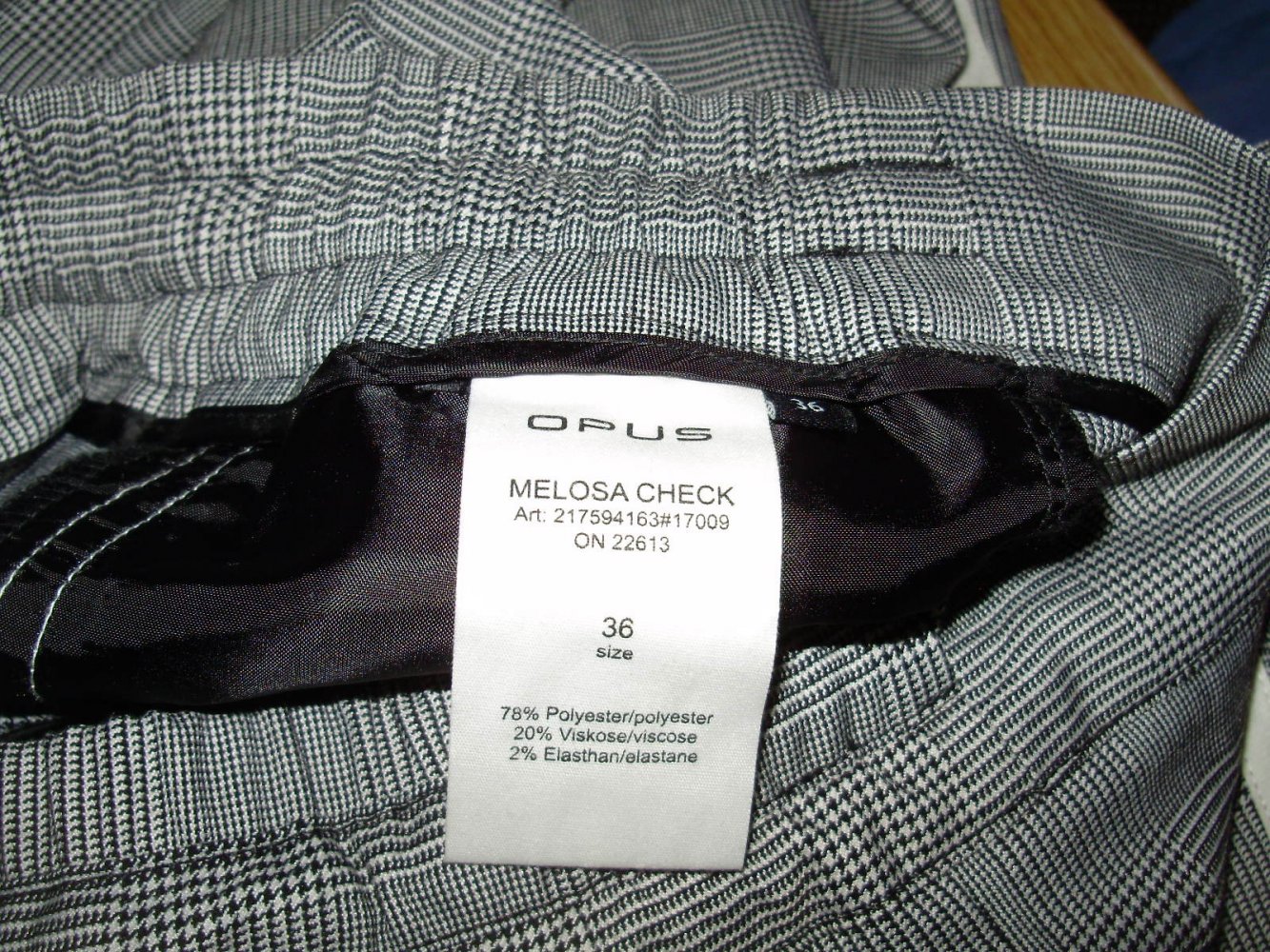 Opus Hose Melosa Check grau beige Karo 36