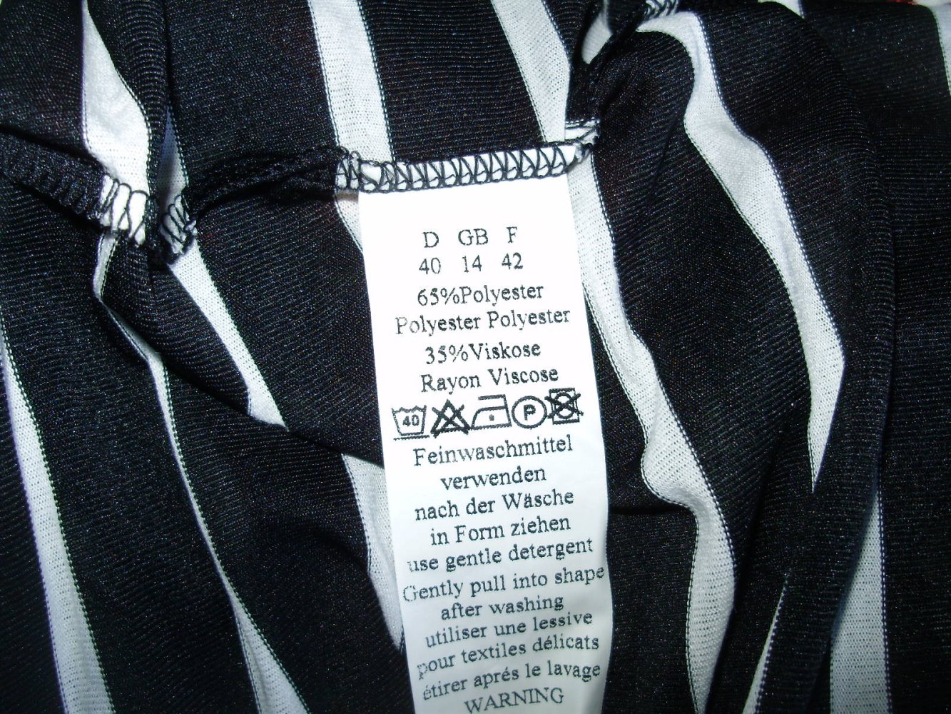 Feraud Paris Kleid Streifen schwarz weiß roter Gürtel Gr 40