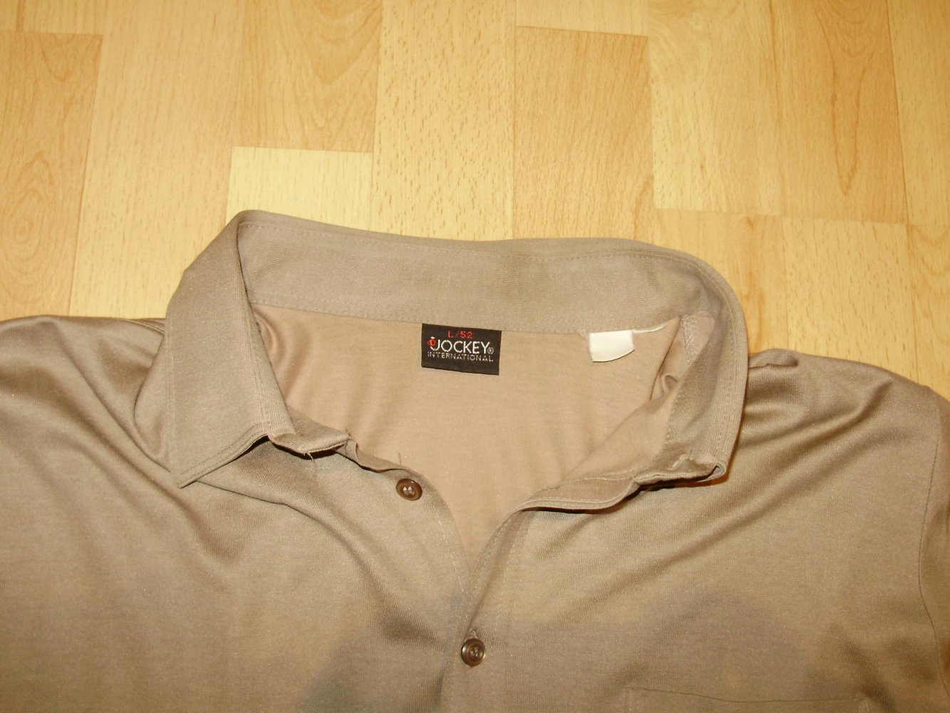 Jockey Langarm Hemd braun hell Stretch L