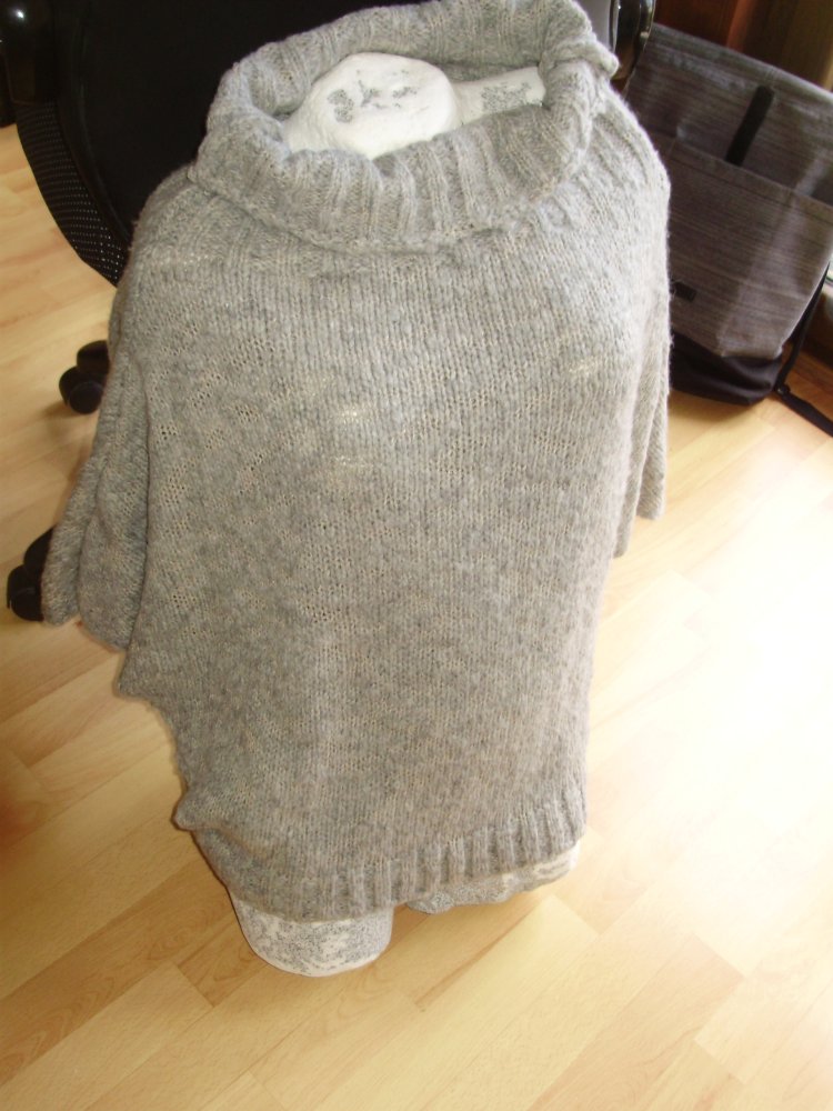 Miss sixty Poncho Pullover Rollkragen warm grau meliert Wolle M