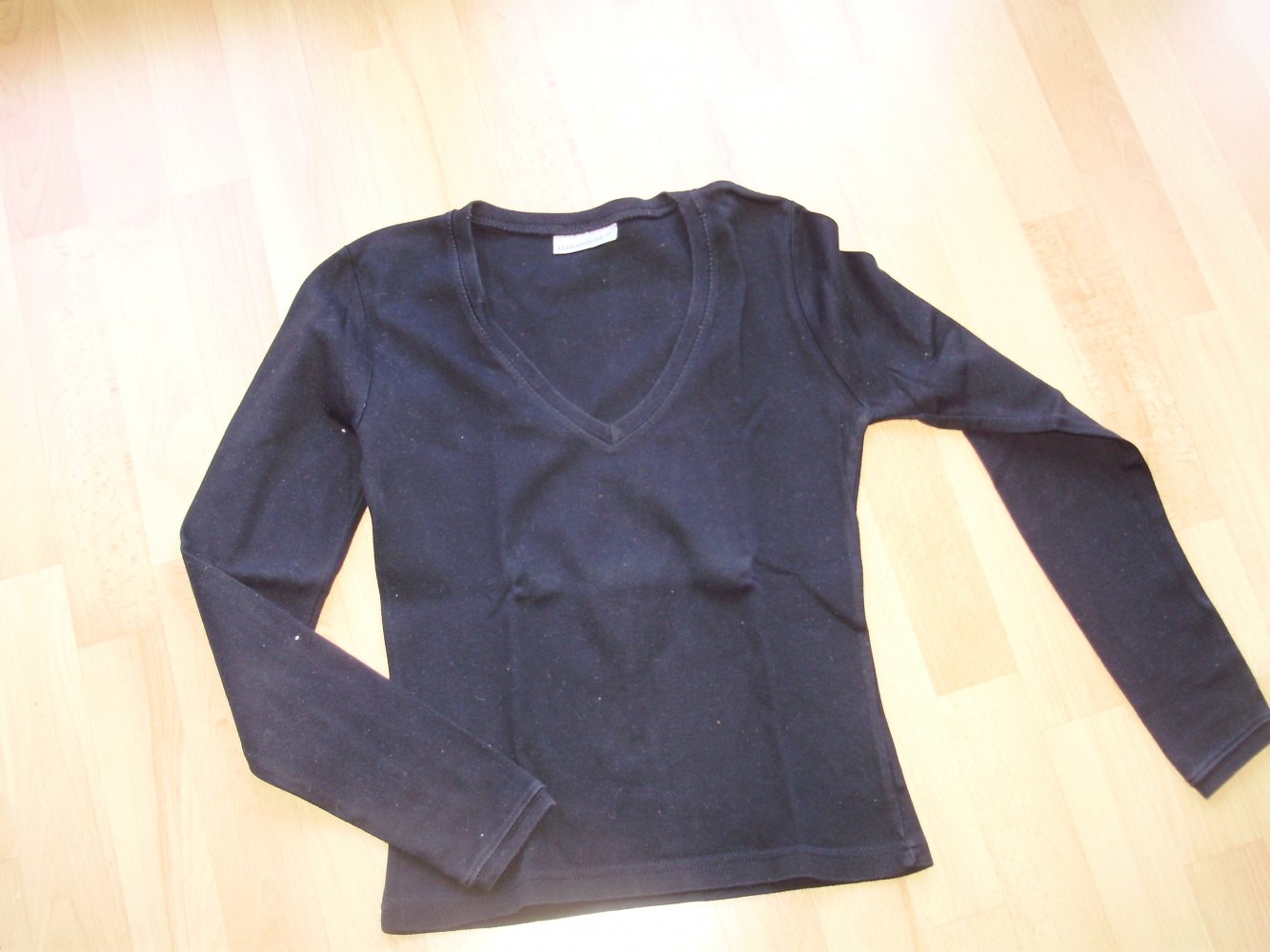  Langarmshirt schwarz V-Ausschnitt Gr 38 Top!