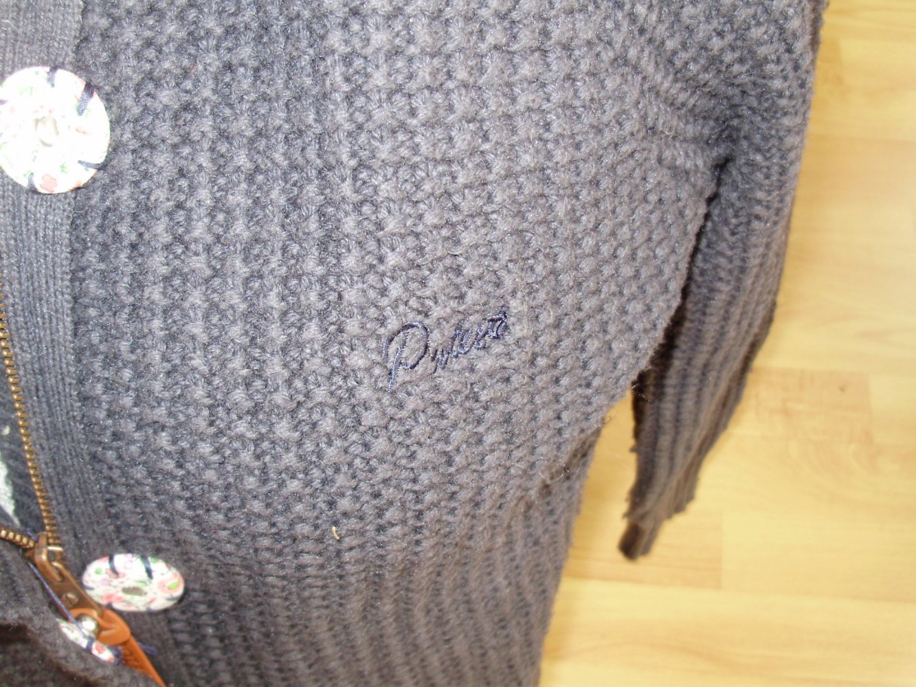 Protest Strickmantel Kapuze graublau warm L