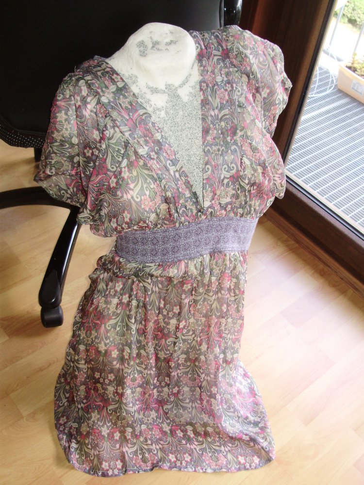 Container Kleid bunt Muster 100% Seide S