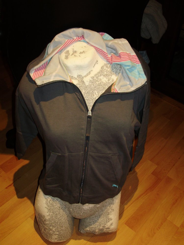 Puma Sport Jacke grau türkis Kapuze KA S