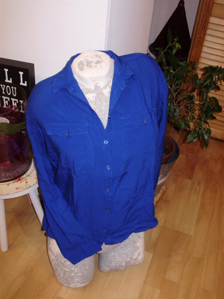Hollister Bluse Langarm weich strahlendes Blau Gr S
