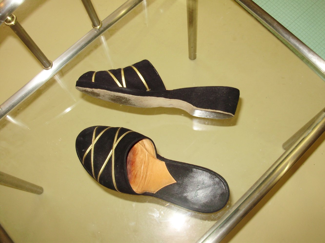 Pantolette Samt Goldschnur Vintage 36