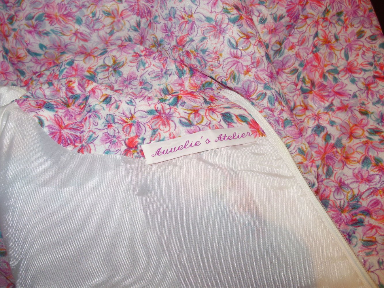 Vintage Kleid rosa Blüten gefüttert wie Seide M passend Einzelteil