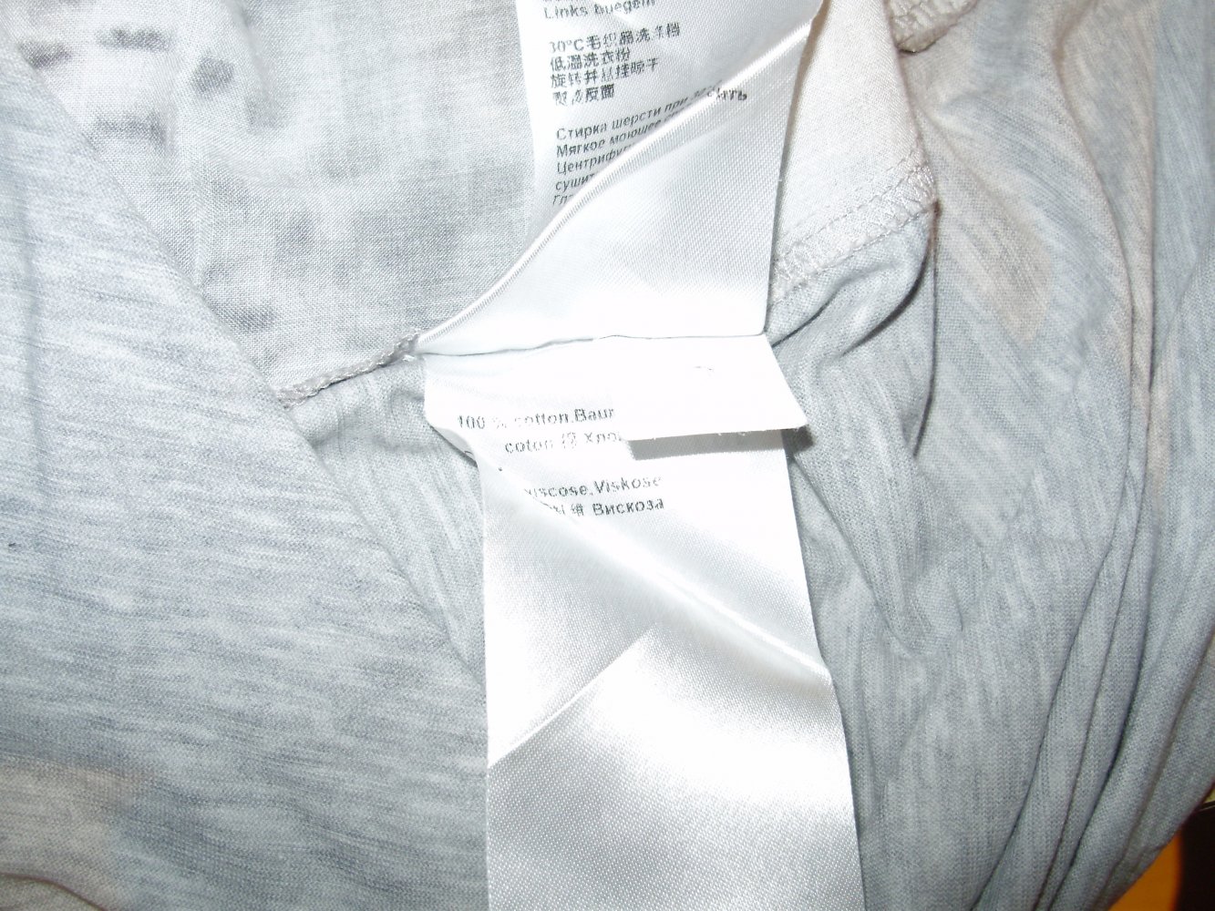 Marc Cain Shirt grau Gepard Spitze am Saum 3/4 Arme N1 = M