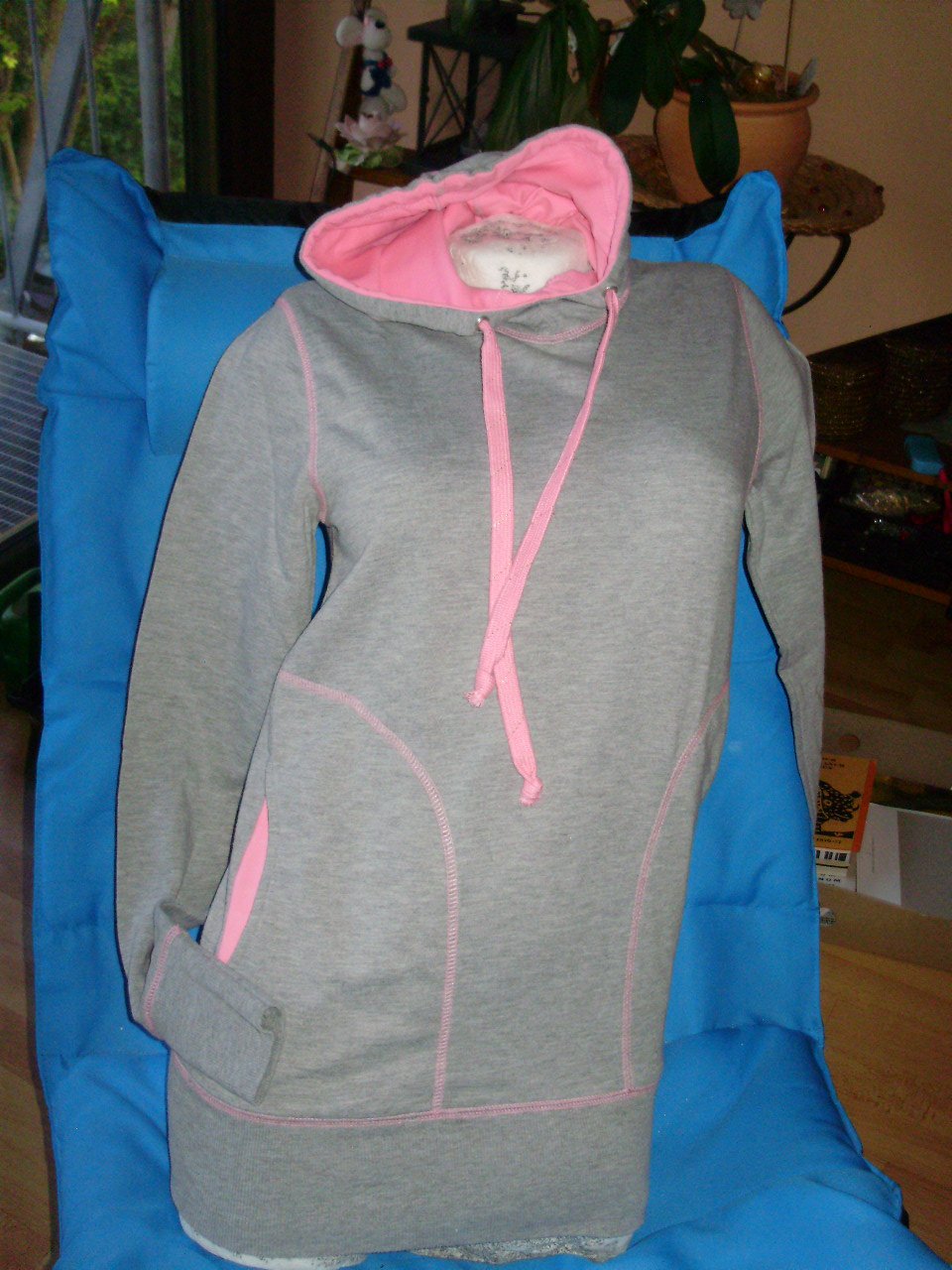 Ichi Sweat Kapuze hellgrau pink Gr S wie neu