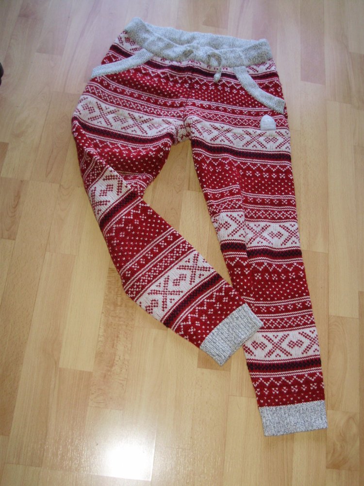 Superdry Hose Strick Wolle Norwegermuster XS = S