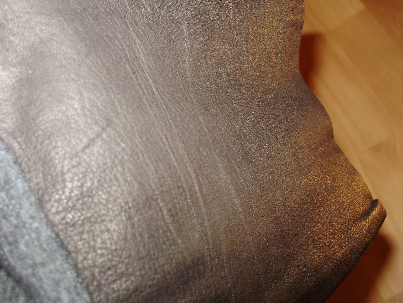 COS Kleid grau mit Lederärmeln LA RA M
