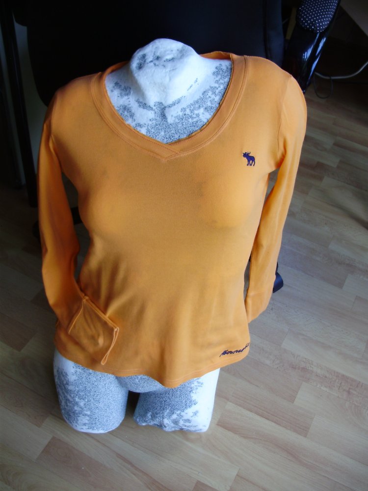 Abercrombie &Fitch Shirt Langarm orange V-Ausschnitt S passend