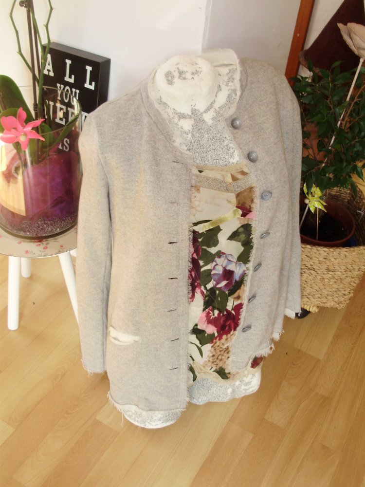 Please Blazer Jacke ausgefallen hellgrau M