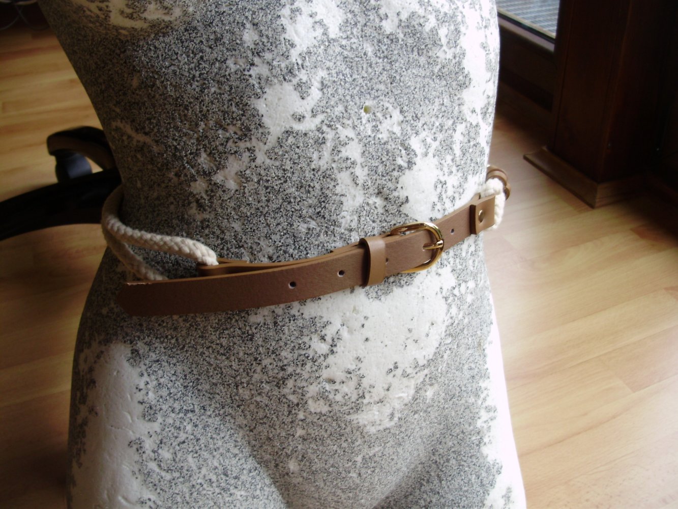 Gürtel beige braun Seil Lederimitat 87 cm NEU