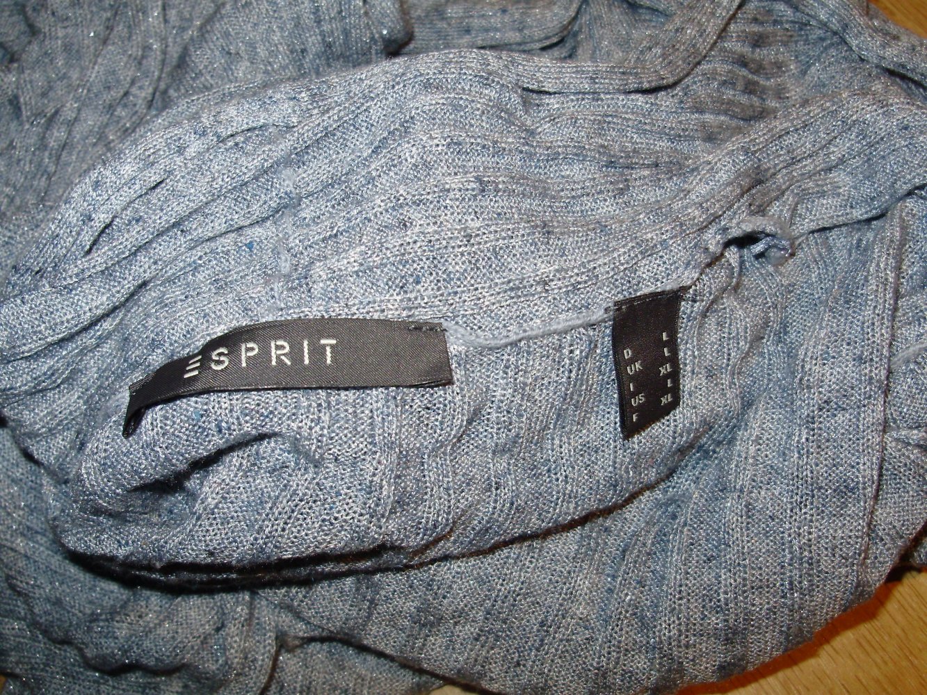 Esprit Cardigan lang Strickmantel graublau Gr L