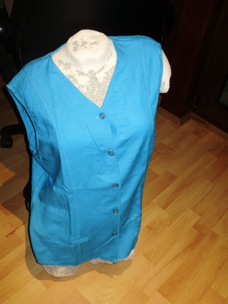 Fabiani Tunika Bluse Top türkisblau Leinen Gr 46