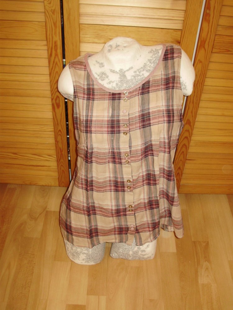Street one Bluse o A Karo Braun beige rot 38