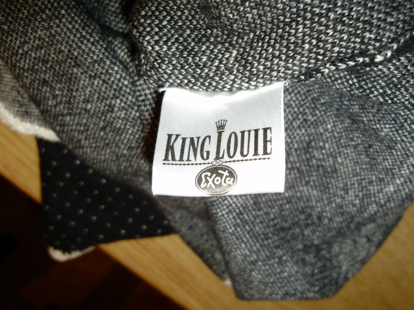 King Louie Cardigan schwarz weiß Muster Häkelborte zweireihig BW/ Wolle M