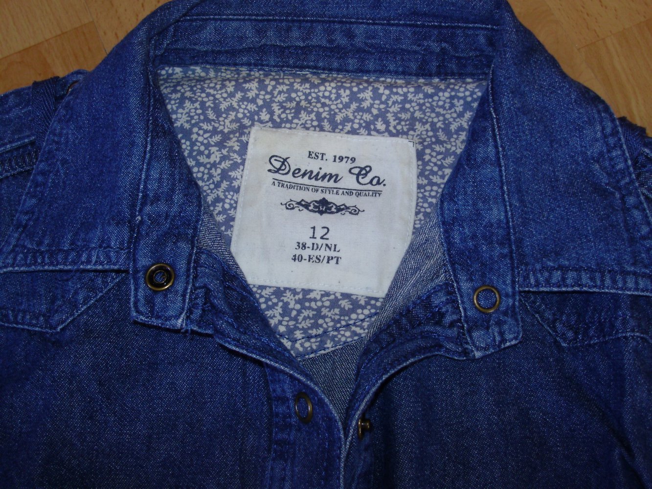 Denim &Co Bluse Langarm Jeans Drücker Gr 38