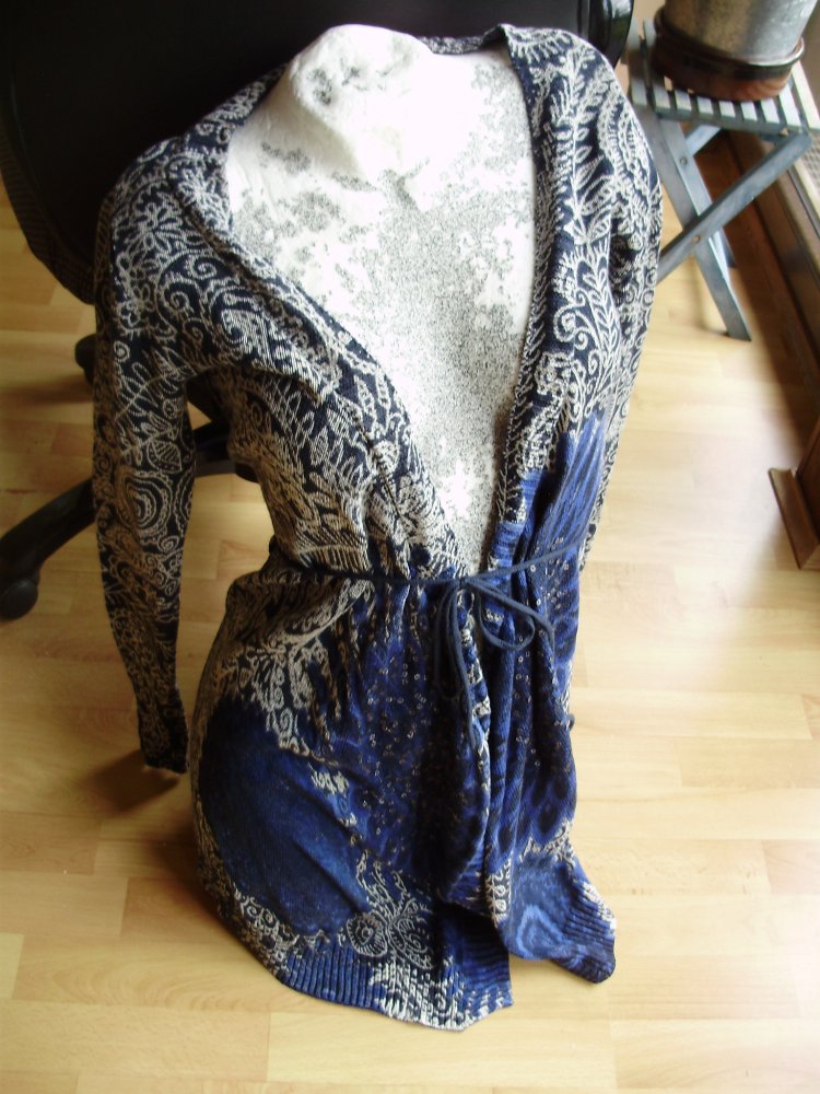 Desigual Strickjacke Strickmantel blau bunt Pailletten S M