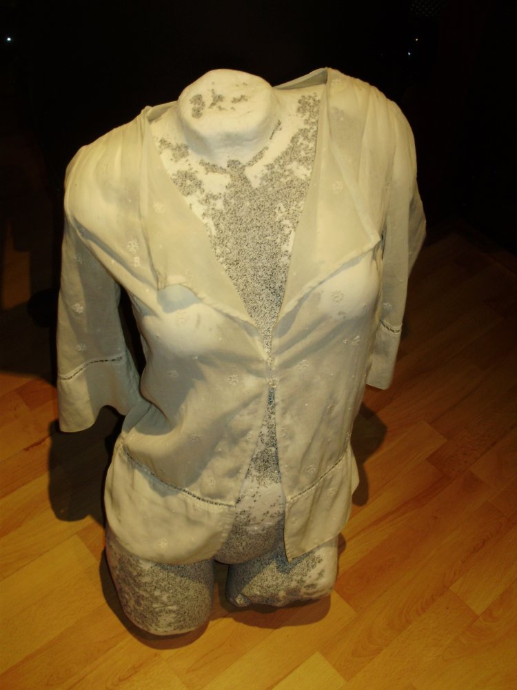Vintage Jacke Bluse creme Hohlsaumstickerei S passend