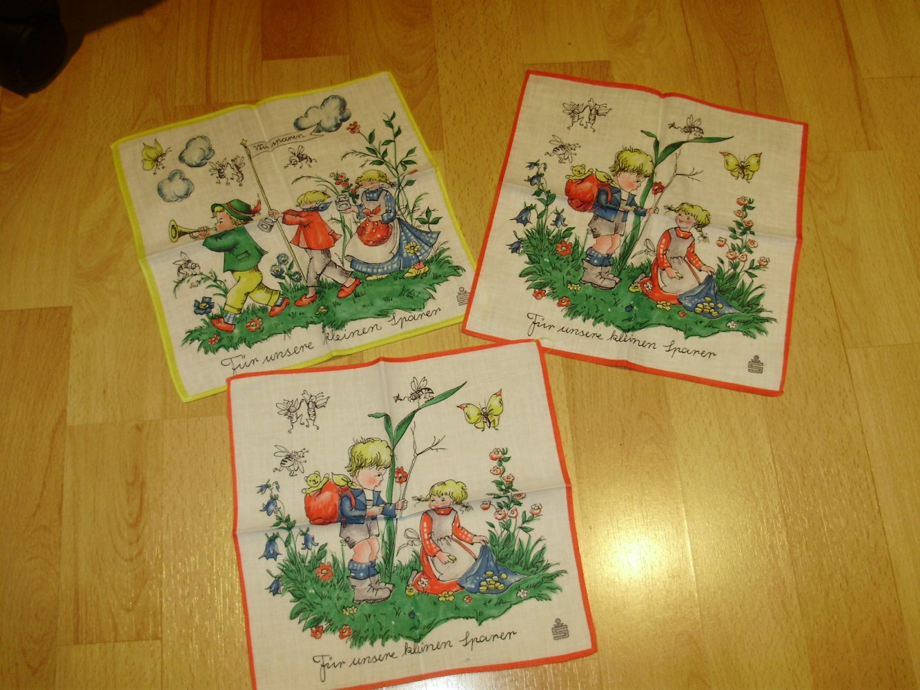 Taschentuch Set Kinder 3 Teile 50-er / 60- er Jahre NEU