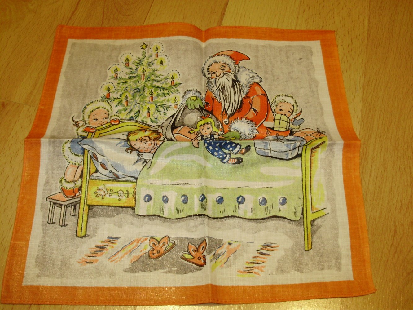 Taschentuch Kinder Nikolausmotiv 50-er / 60- er Jahre NEU