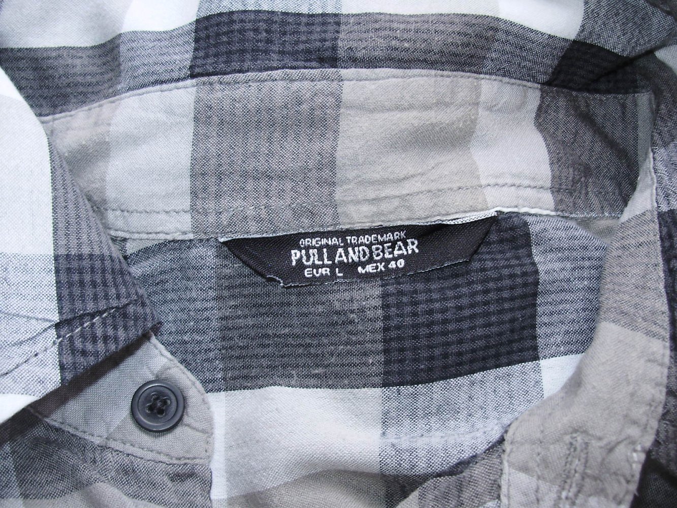 Pull & Bear lässige Bluse Karos Grautöne L