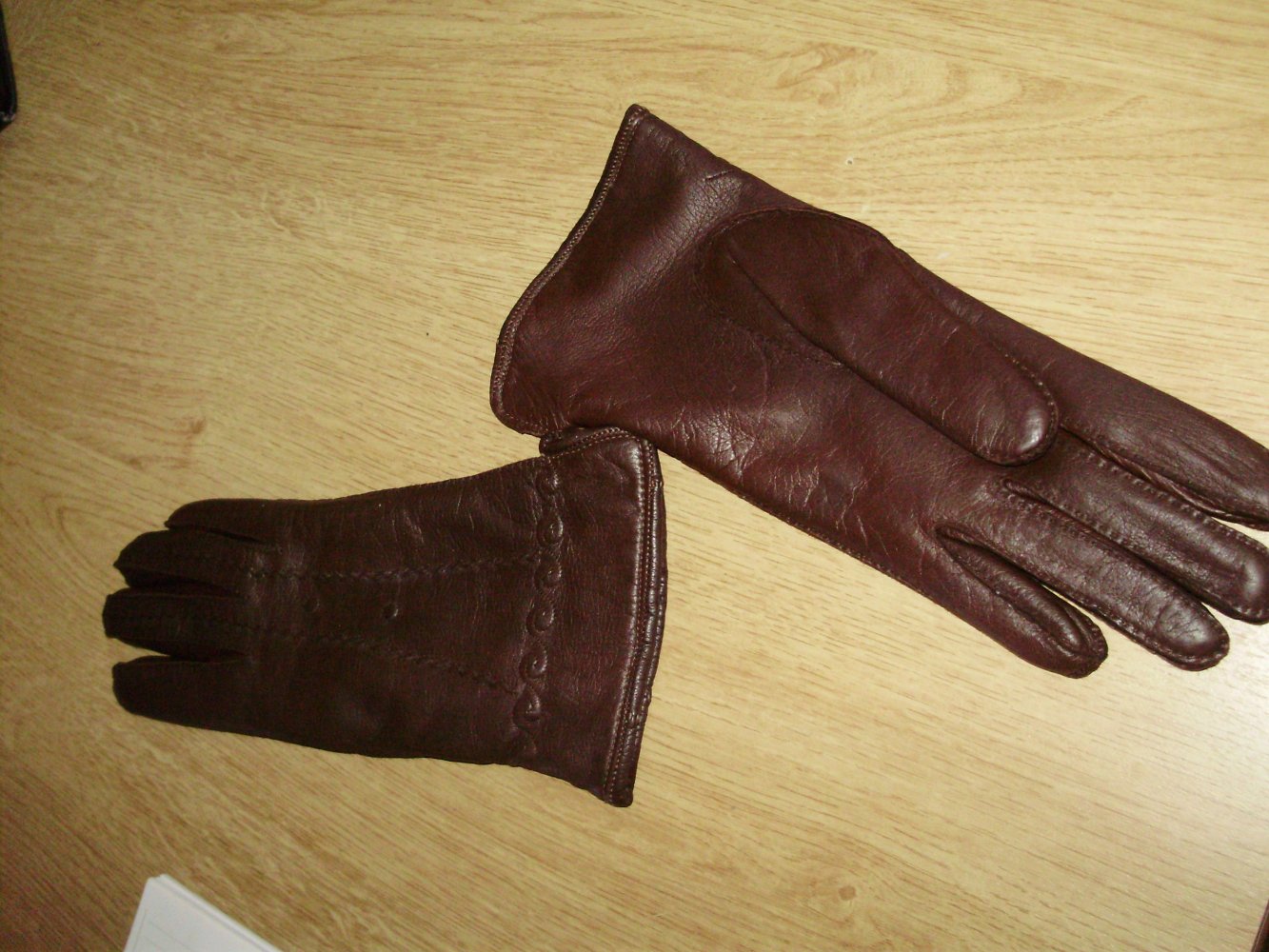 Vintage echt Leder Handschuhe Glattleder braun Warmfutter klein NEU