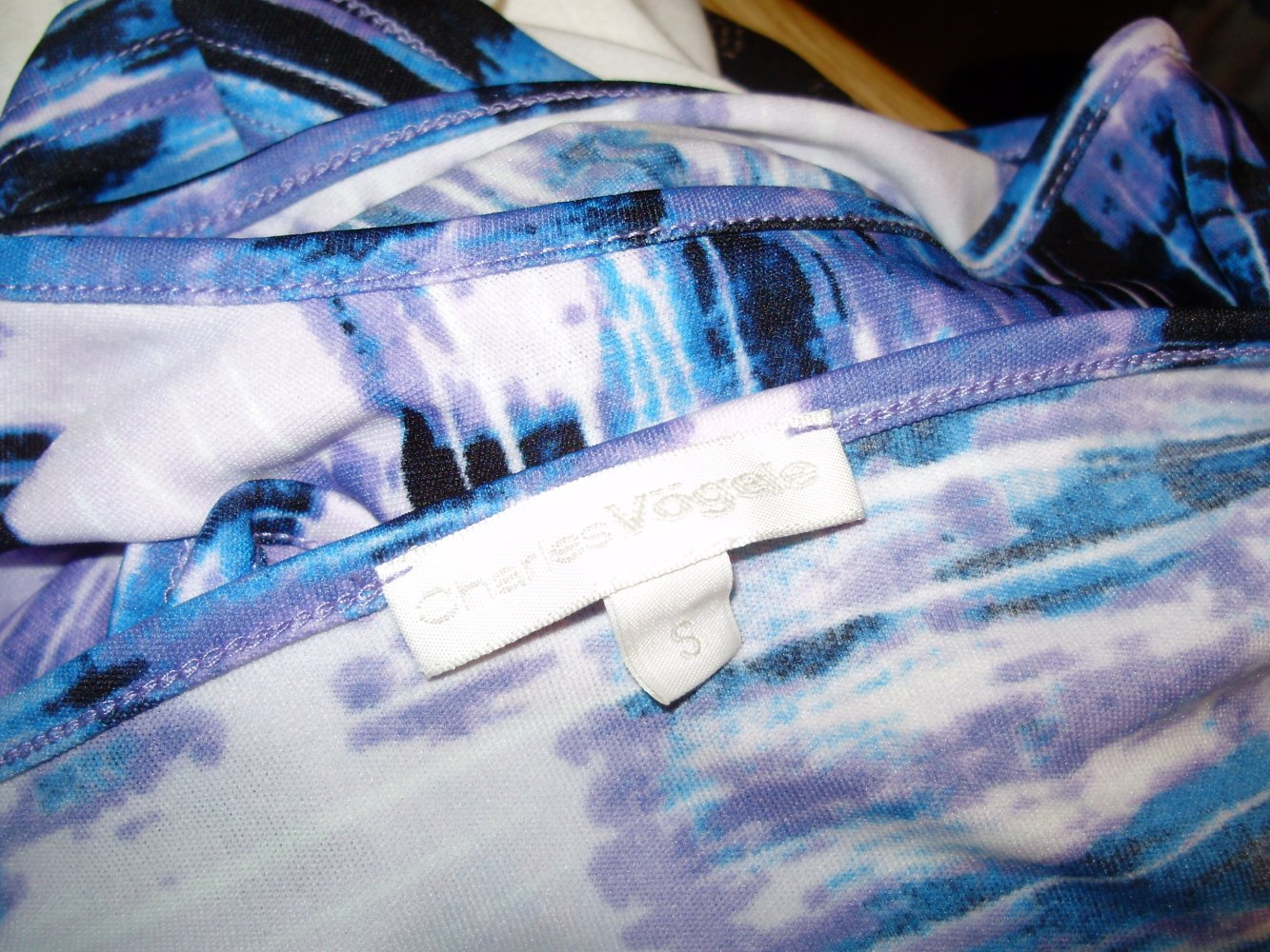 Vögele Top blau bunt Muster Gr S Neu
