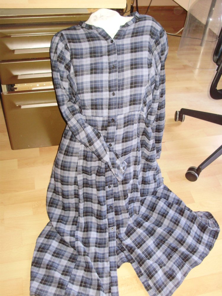 H&M Kleid Karos blau LA lang Hemdblusenkleid M