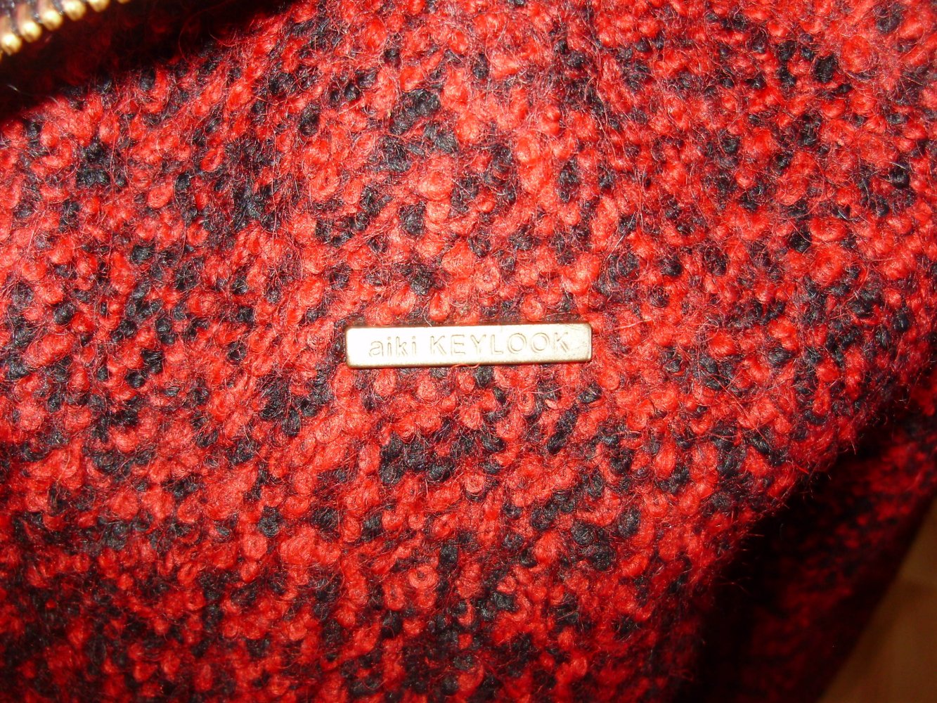 Aiki Mantel rot meliert Kapuze 40% Wolle S