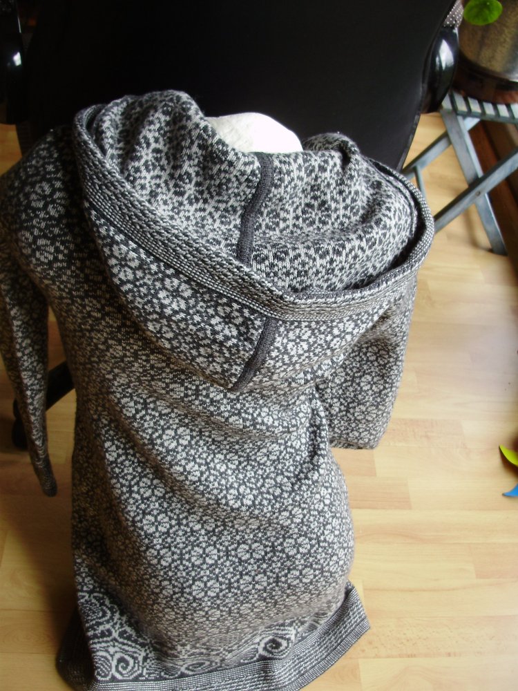 Telluride Strickmantel grau beige Muster RV + RV Taschen Kapuze S