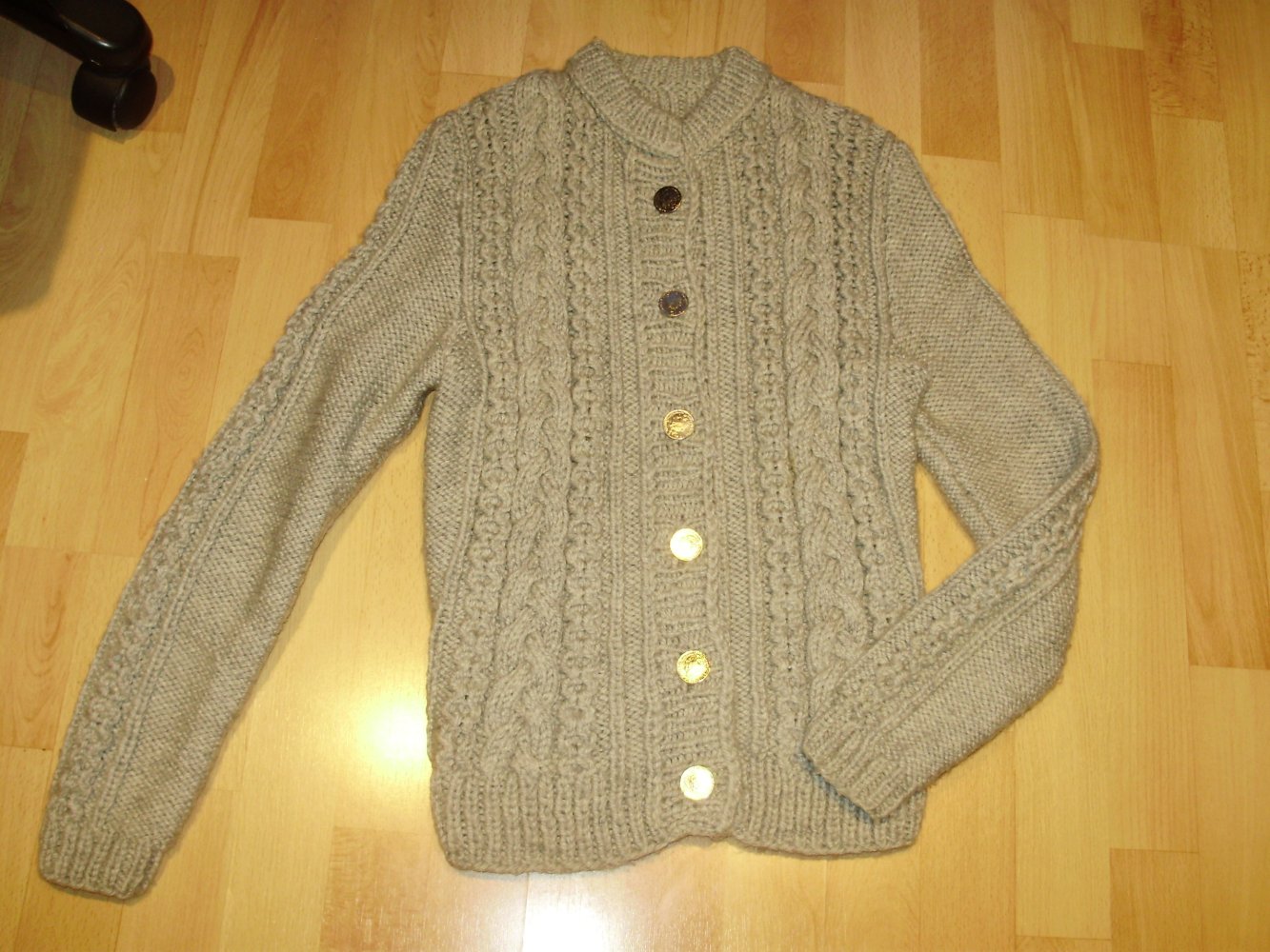Cardigan Grobstrick grau Zopf DIY S/ M