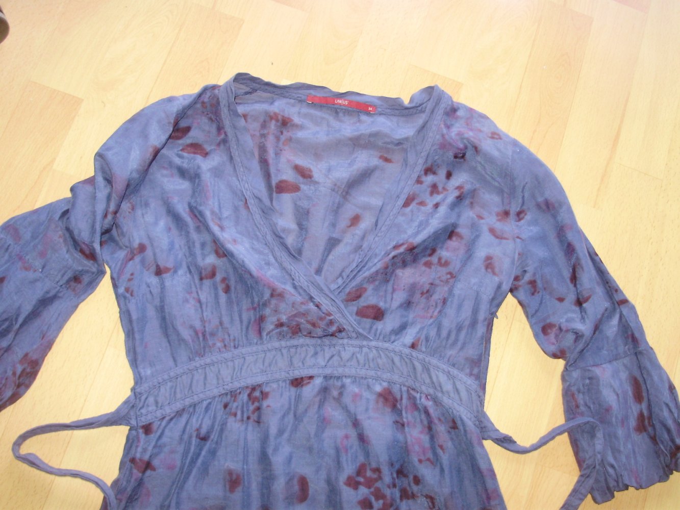 Lanius Kleid Baumwolle Seide blau Muster 34